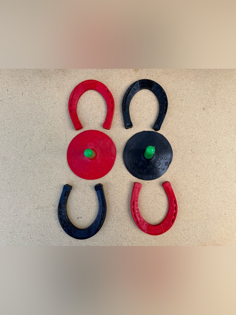 1950s Auburn Rubber Co. Safe Play Horseshoe Set – Outdoor/Indoor Lawn Game